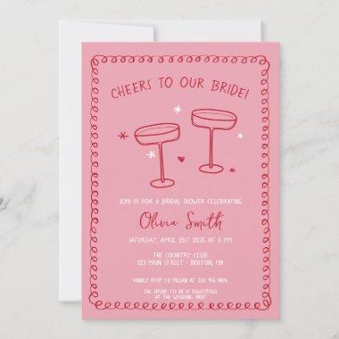 Cheers Bridal shower whimsical Invitations