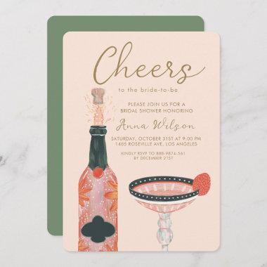 Cheers Bridal Shower Wine Glass Pink Invitations