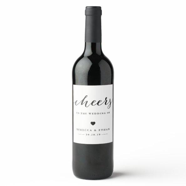 Cheers Calligraphy Script Wedding Favor Wine Label