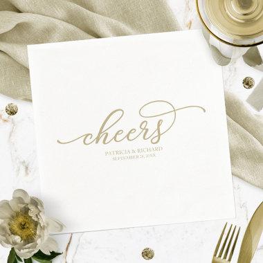 Cheers - Chic Gold Script Wedding Napkins