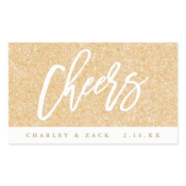 Cheers Gold Glitter Mini Wine Mini Champagne Label