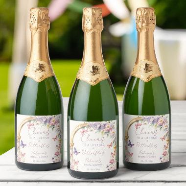 Cheers Lifetime of Butterflies bridal shower Sparkling Wine Label