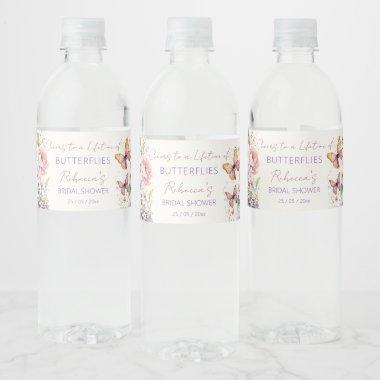 Cheers Lifetime of Butterflies bridal shower Water Bottle Label