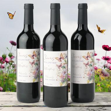 Cheers Lifetime of Butterflies bridal shower Wine Label