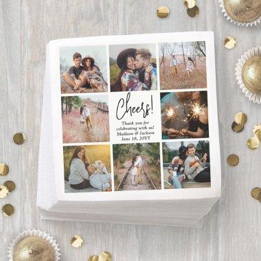 Cheers! Modern Script and Photo Collage Wedding Napkins