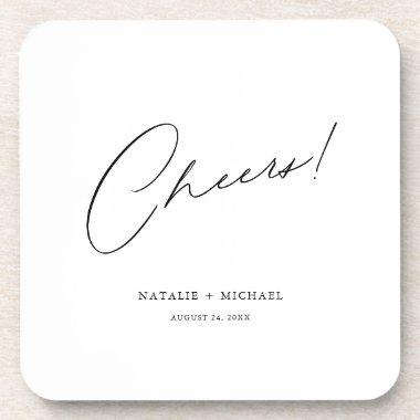 Cheers Modern Unique Personalized Custom Wedding Beverage Coaster