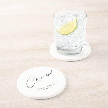 Cheers Modern Unique Personalized Custom Wedding Coaster