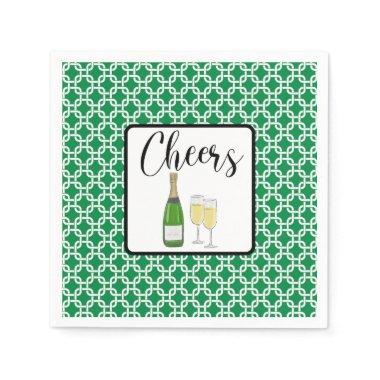 Cheers Script Champagne Flutes Celebration Napkins