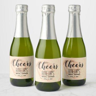 Cheers Sepia Rose Bridal Shower Mini Sparkling Wine Label