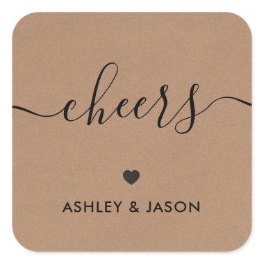 Cheers Stickers, Wedding Wine or Champagne Tags, Square Sticker