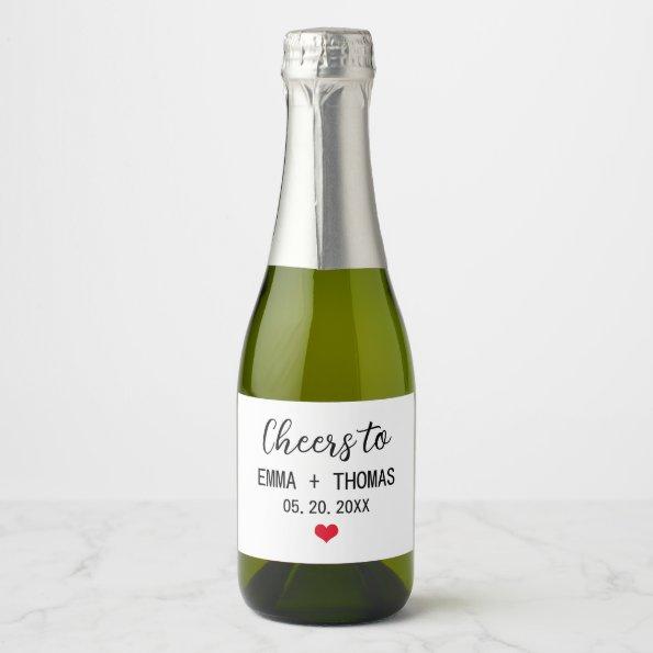 Cheers to couple Custom Wedding Liquor Sparkling Wine Label