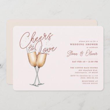 Cheers to Love Blush Bridal Shower Invitations
