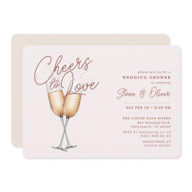 Cheers to Love Blush Bridal Shower Invitations