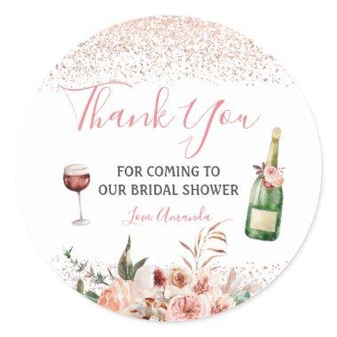 Cheers to Love Blush Pink  Thank You Classic Round Sticker