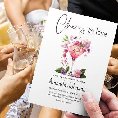 Cheers to Love Blush Pink Floral Bridal Shower Invitations