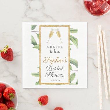 Cheers to Love Botanical Bridal Shower Party Napkins