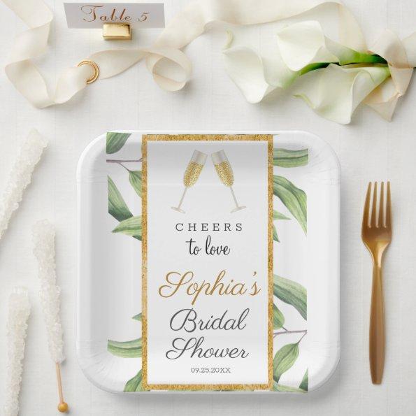 Cheers to Love Botanical Bridal Shower Party Paper Plates