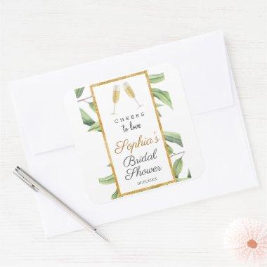 Cheers to Love Botanical Bridal Shower Party Square Sticker