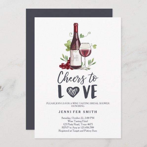 Cheers to Love Bridal shower invite Wine Tasting