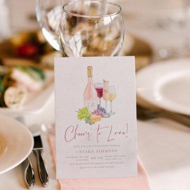 Cheers to Love Elegant Wine Tasting Bridal Shower Invitations