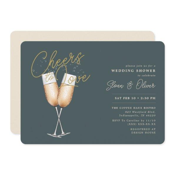 Cheers To Love Green Bridal Shower Invitations