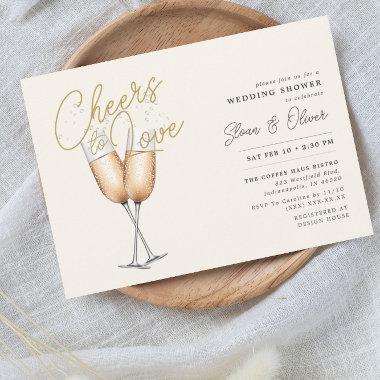 Cheers to Love Ivory Bridal Shower Invitations