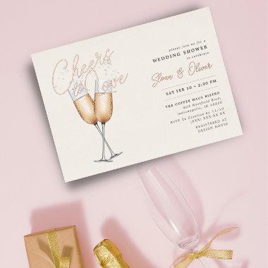 Cheers to Love Ivory Bridal Shower Rose Gold Foil Invitations