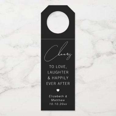 Cheers to love laughter and happily ever after bottle hanger tag