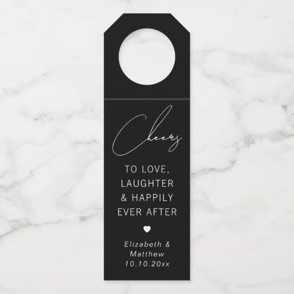 Cheers to love laughter and happily ever after bottle hanger tag