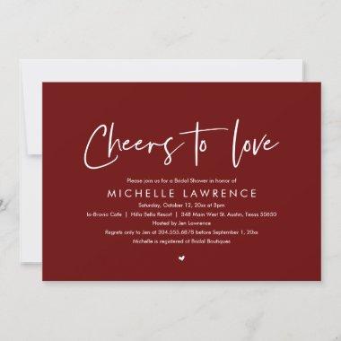 Cheers to love, Modern Casual Bridal Shower Invita Invitations