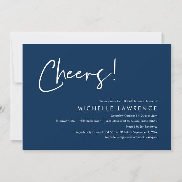 Cheers to love, Modern Casual Bridal Shower Invitations