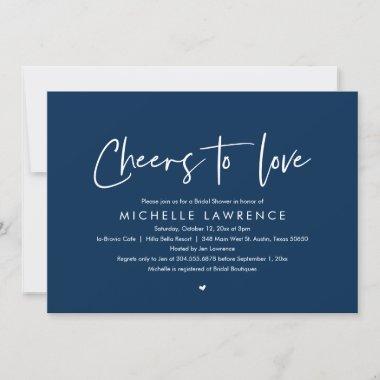 Cheers to love, Modern Casual Bridal Shower Invitations