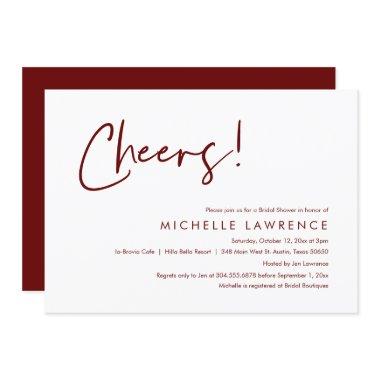 Cheers to love, Modern Casual Bridal Shower Invitations