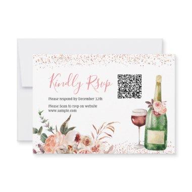Cheers to Love Pink Bridal Shower QR Rsvp Card
