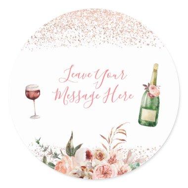 Cheers to Love Pink  Your Message Classic Round Sticker