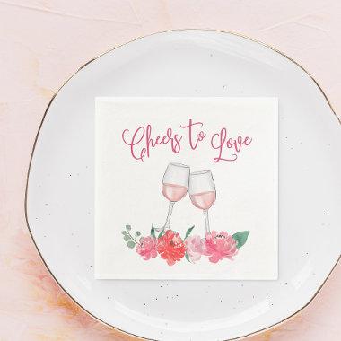 Cheers to Love Rose Wine Bridal Shower Napkins