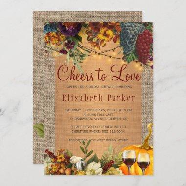 Cheers to Love rustic wine testing bridal shower Invitations