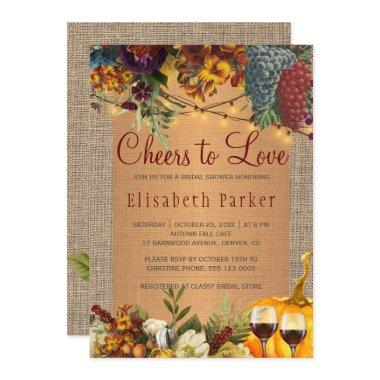 Cheers to Love rustic wine testing bridal shower Invitations