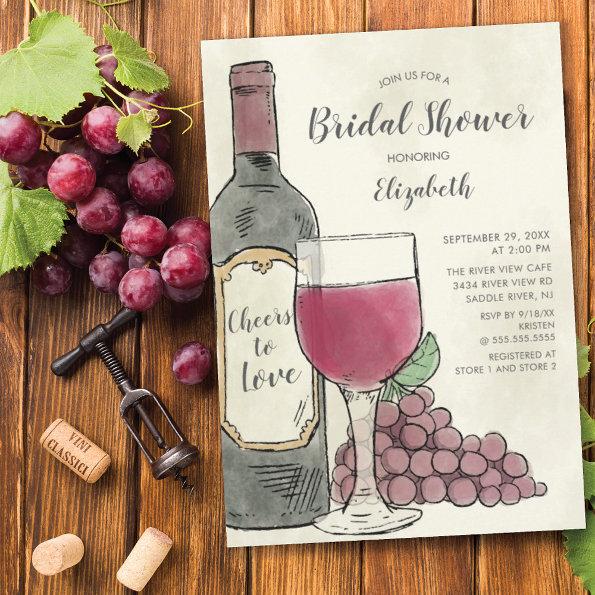 Cheers to Love Wine Bridal Shower Invitations