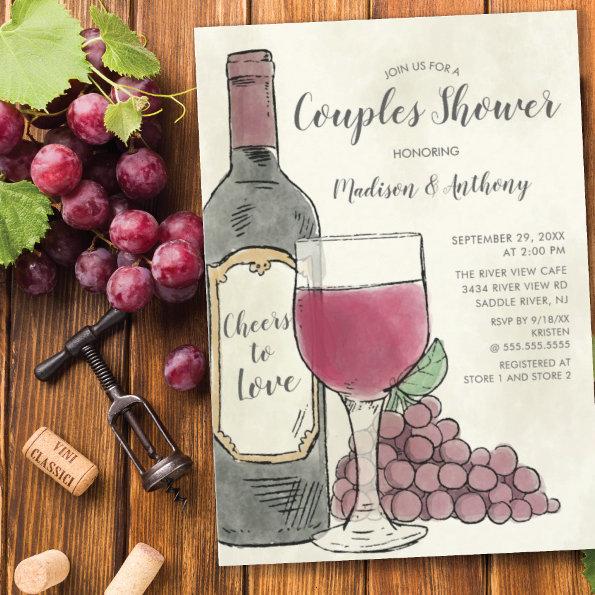 Cheers to Love Wine Couples Shower Invitations