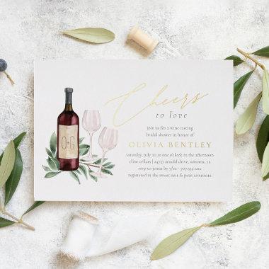 Cheers to Love Wine Tasting Bridal Shower Foil Invitations