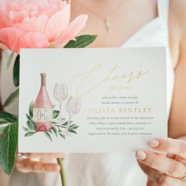 Cheers to Love Wine Tasting Bridal Shower Foil Invitations