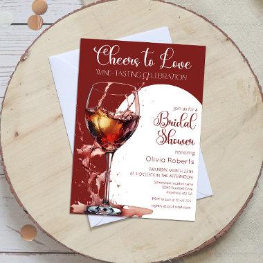 Cheers to love Wine Tasting Bridal Shower Invitations