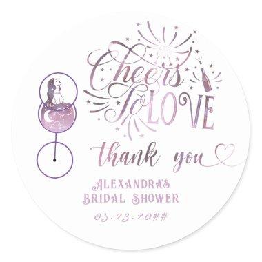 Cheers To Love Wine Tasting Elegant Bridal Shower Classic Round Sticker