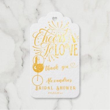 Cheers To Love Wine Tasting Elegant Bridal Shower Foil Gift Tags
