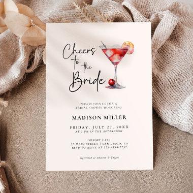 Cheers To The Bride Bridal Shower Minimalist Invitations