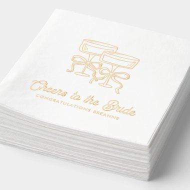 Cheers to the Bride Coquette Bow Gold Foil Napkins