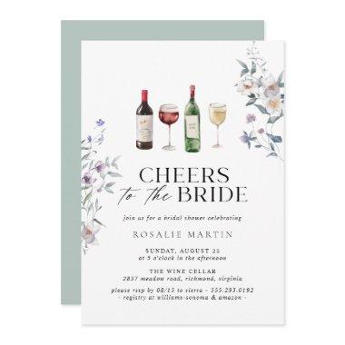 Cheers to the Bride | Floral Wine Bridal Shower Invitations