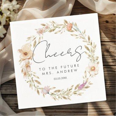 Cheers, to the future Mrs.! Boho, flower Napkins