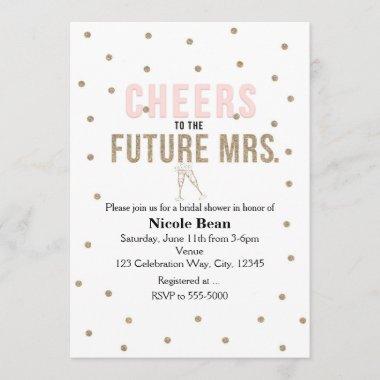 Cheers to the Future Mrs. Modern Bridal Shower Invitations